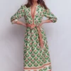 Cary Cotton Midi Dress Multi, Ornamental Stamp Cary Cotton Midi Dress Multi, Ornamental Stamp