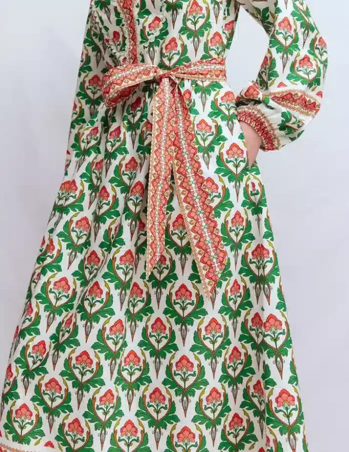 Cary Cotton Midi Dress Multi, Ornamental Stamp Cary Cotton Midi Dress Multi, Ornamental Stamp
