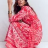 Cary Cotton Midi Dress Red Ornamental Garden Mono Cary Cotton Midi Dress Red Ornamental Garden Mono