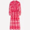 Cary Cotton Midi Dress Red Ornamental Garden Mono Cary Cotton Midi Dress Red Ornamental Garden Mono