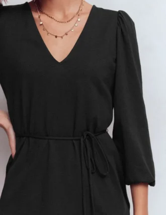 Cary V-Neck Jersey Dress Black