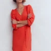 Cary V-Neck Jersey Dress Blood Orange Cary V-Neck Jersey Dress Blood Orange