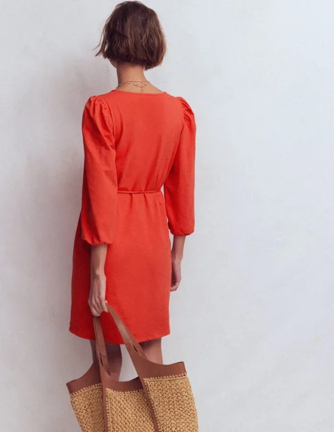 Cary V-Neck Jersey Dress Blood Orange Cary V-Neck Jersey Dress Blood Orange