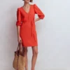 Cary V-Neck Jersey Dress Blood Orange Cary V-Neck Jersey Dress Blood Orange