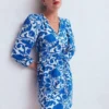 Cary V-Neck Jersey Dress Blue, Flourishing Meadow Cary V-Neck Jersey Dress Blue, Flourishing Meadow