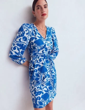 Cary V-Neck Jersey Dress Blue, Flourishing Meadow