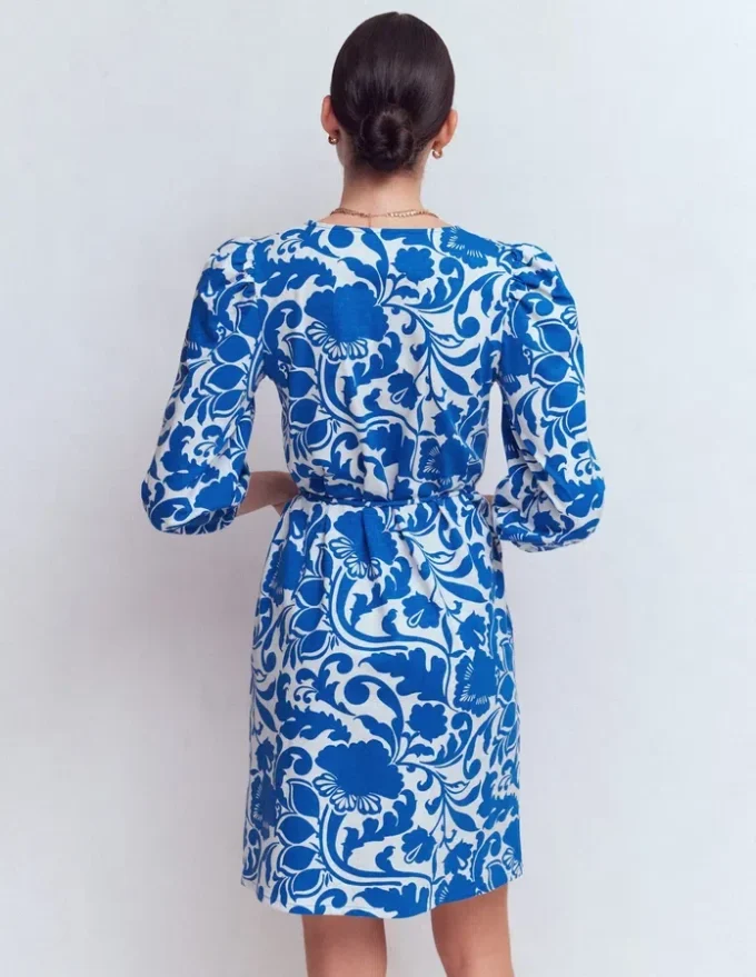 Cary V-Neck Jersey Dress Blue, Flourishing Meadow Cary V-Neck Jersey Dress Blue, Flourishing Meadow