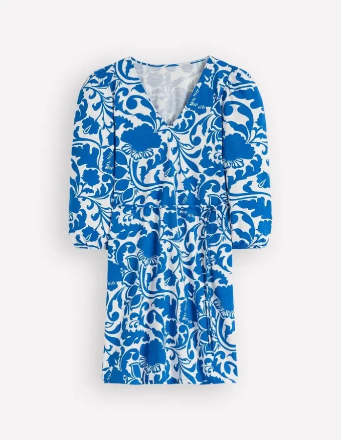Cary V-Neck Jersey Dress Blue, Flourishing Meadow Cary V-Neck Jersey Dress Blue, Flourishing Meadow