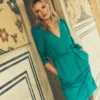 Cary V-Neck Jersey Dress Deep Teal Cary V-Neck Jersey Dress Deep Teal