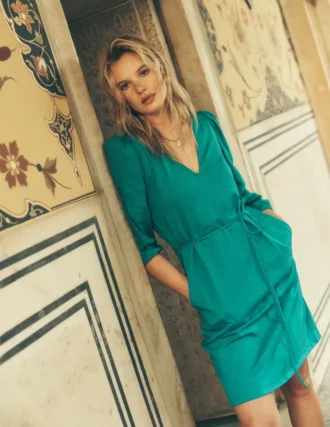 Cary V-Neck Jersey Dress Deep Teal