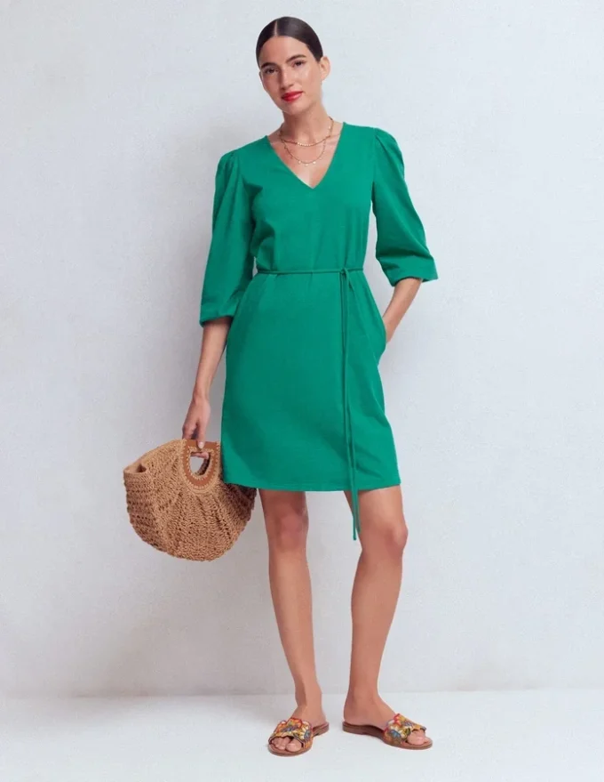 Cary V-Neck Jersey Dress Deep Teal Cary V-Neck Jersey Dress Deep Teal