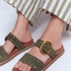 Caryl Double Strap Sandals Deep Olive