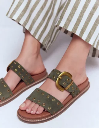 Caryl Double Strap Sandals Deep Olive
