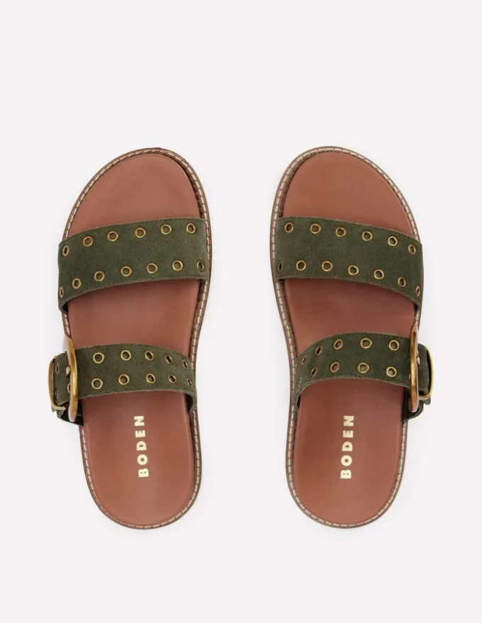 Caryl Double Strap Sandals Deep Olive