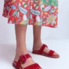 Caryl Double Strap Sandals Post Box Red