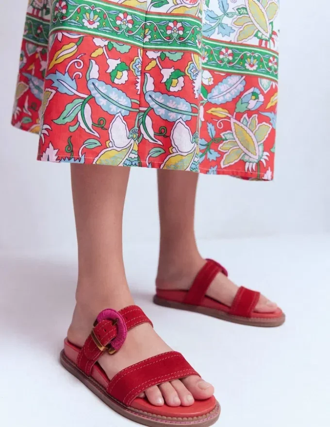 Caryl Double Strap Sandals Post Box Red