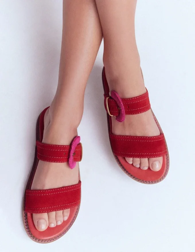 Caryl Double Strap Sandals Post Box Red