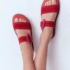 Caryl Double Strap Sandals Post Box Red