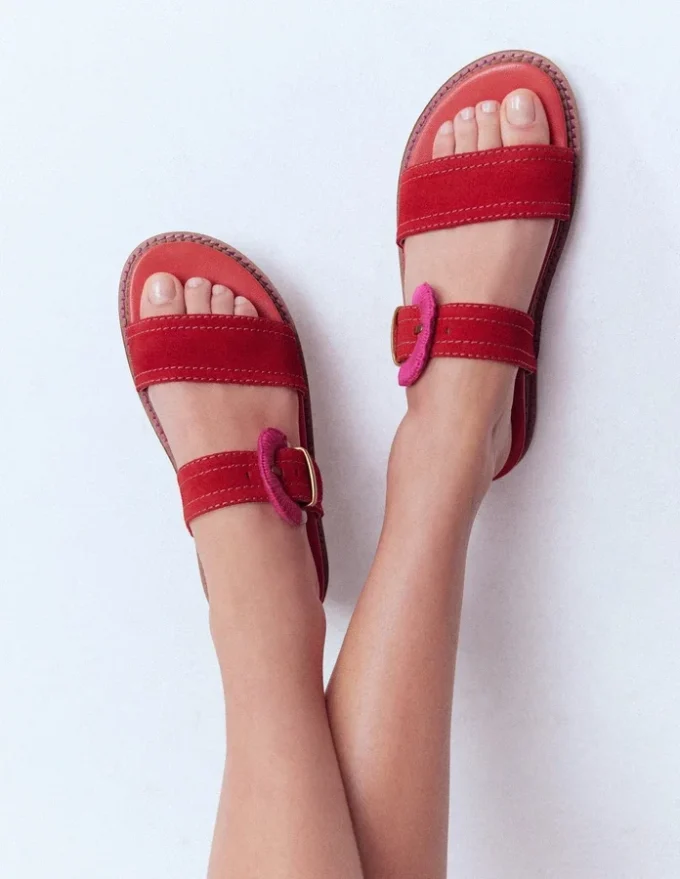 Caryl Double Strap Sandals Post Box Red