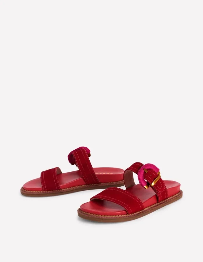 Caryl Double Strap Sandals Post Box Red