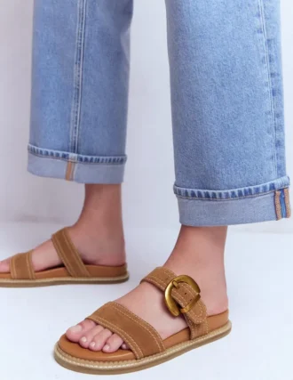Caryl Double Strap Sandals Tan