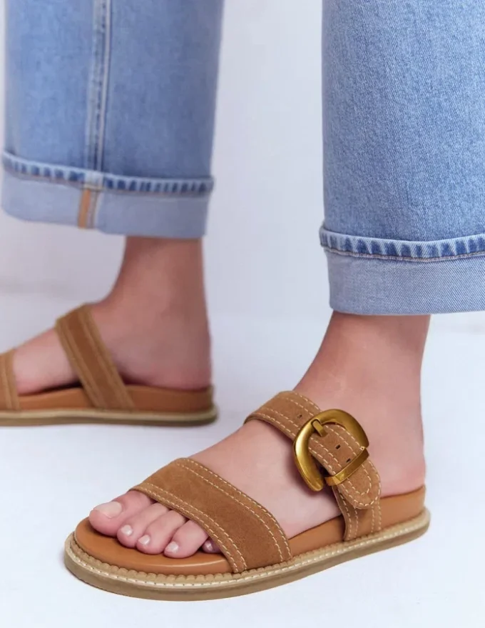 Caryl Double Strap Sandals Tan