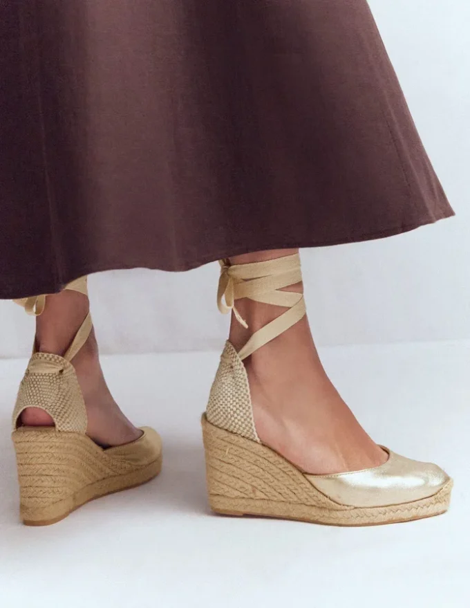 Cassie High Wedge Espadrilles Gold Cassie High Wedge Espadrilles Gold
