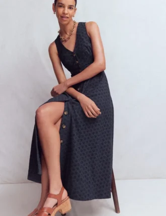 Catherine Broderie Dress Navy Broderie