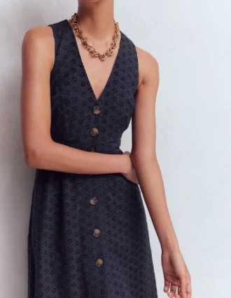 Catherine Broderie Dress Navy Broderie