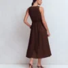 Catherine Button Linen Dress Bitter Chocolate Catherine Button Linen Dress Bitter Chocolate