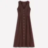 Catherine Button Linen Dress Bitter Chocolate Catherine Button Linen Dress Bitter Chocolate