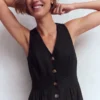 Catherine Button Linen Dress Black Catherine Button Linen Dress Black