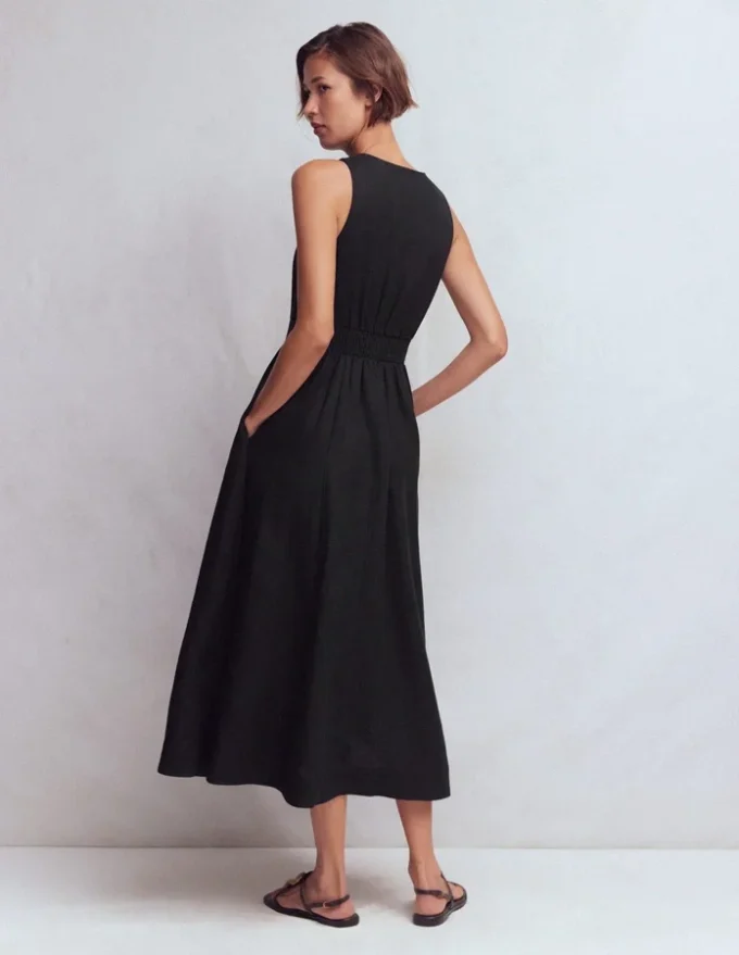 Catherine Button Linen Dress Black Catherine Button Linen Dress Black