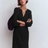 Cathy Notch Neck Jersey Dress Black Cathy Notch Neck Jersey Dress Black