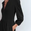 Cathy Notch Neck Jersey Dress Black Cathy Notch Neck Jersey Dress Black
