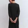 Cathy Notch Neck Jersey Dress Black Cathy Notch Neck Jersey Dress Black