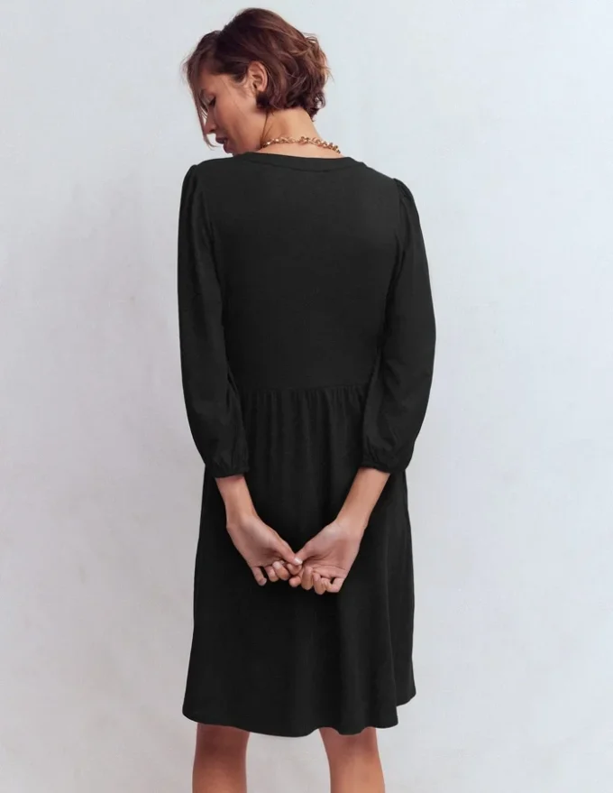 Cathy Notch Neck Jersey Dress Black Cathy Notch Neck Jersey Dress Black