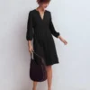 Cathy Notch Neck Jersey Dress Black Cathy Notch Neck Jersey Dress Black