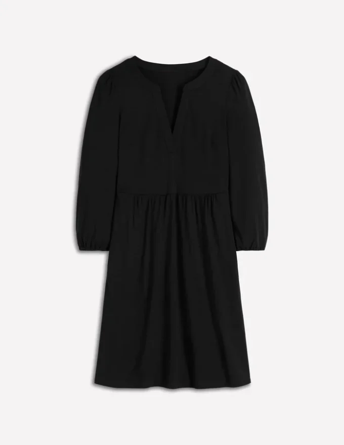Cathy Notch Neck Jersey Dress Black Cathy Notch Neck Jersey Dress Black