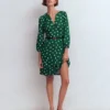 Cathy Notch Neck Jersey Dress Hunter Green, Painted Dot Cathy Notch Neck Jersey Dress Hunter Green, Painted Dot