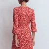 Cathy Notch Neck Jersey Dress Merida Red, Ikat Cathy Notch Neck Jersey Dress Merida Red, Ikat