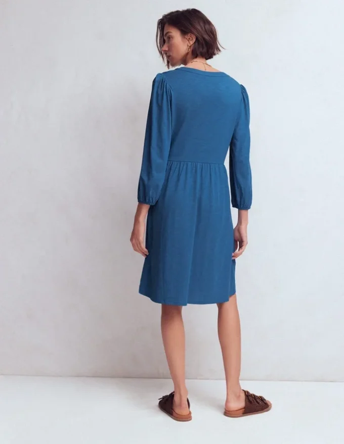 Cathy Notch Neck Jersey Dress Tourmaline Blue Cathy Notch Neck Jersey Dress Tourmaline Blue