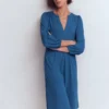 Cathy Notch Neck Jersey Dress Tourmaline Blue Cathy Notch Neck Jersey Dress Tourmaline Blue