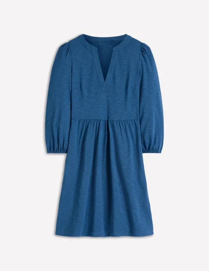Cathy Notch Neck Jersey Dress Tourmaline Blue Cathy Notch Neck Jersey Dress Tourmaline Blue