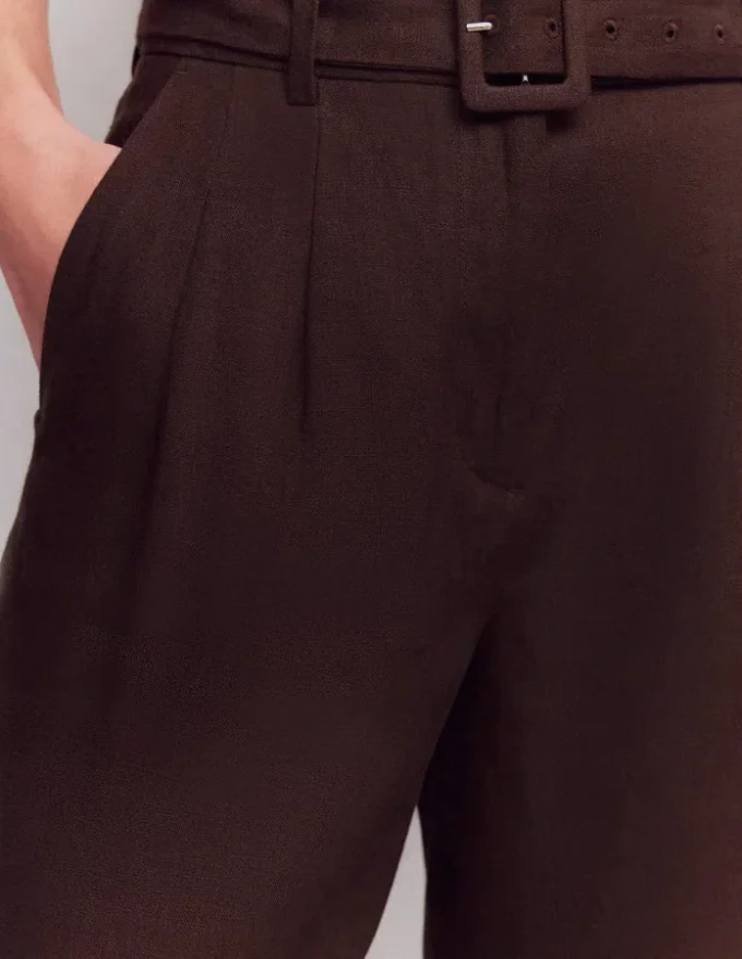 Chelsea Belted Linen Shorts Bitter Chocolate Chelsea Belted Linen Shorts Bitter Chocolate