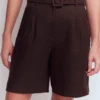 Chelsea Belted Linen Shorts Bitter Chocolate Chelsea Belted Linen Shorts Bitter Chocolate