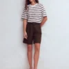 Chelsea Belted Linen Shorts Bitter Chocolate Chelsea Belted Linen Shorts Bitter Chocolate