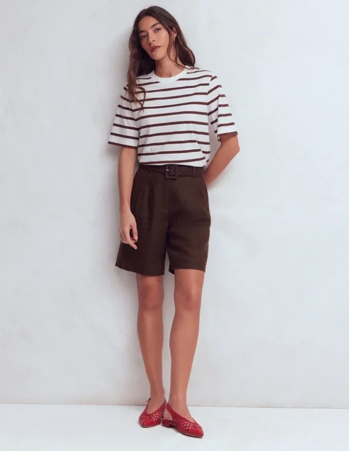 Chelsea Belted Linen Shorts Bitter Chocolate Chelsea Belted Linen Shorts Bitter Chocolate