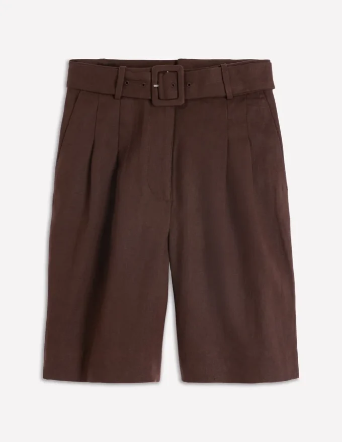 Chelsea Belted Linen Shorts Bitter Chocolate Chelsea Belted Linen Shorts Bitter Chocolate