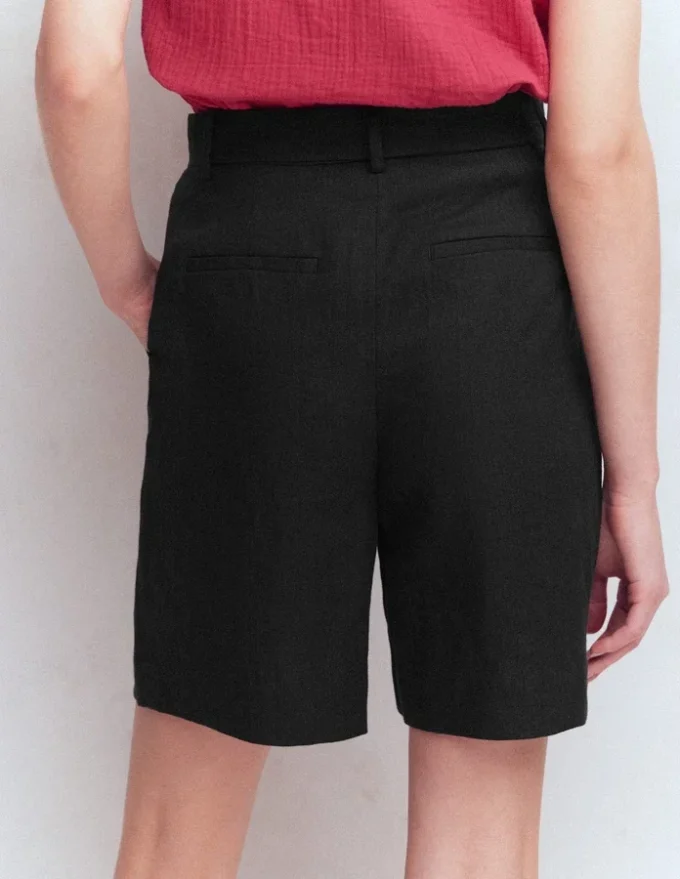 Chelsea Belted Linen Shorts Black Chelsea Belted Linen Shorts Black